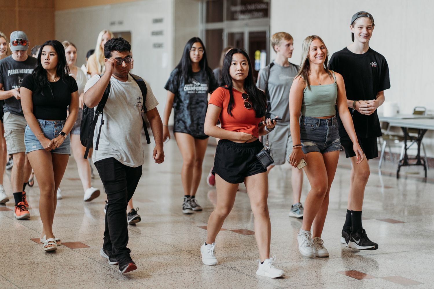 pictured: students walk through stewart center during a summer visit day
