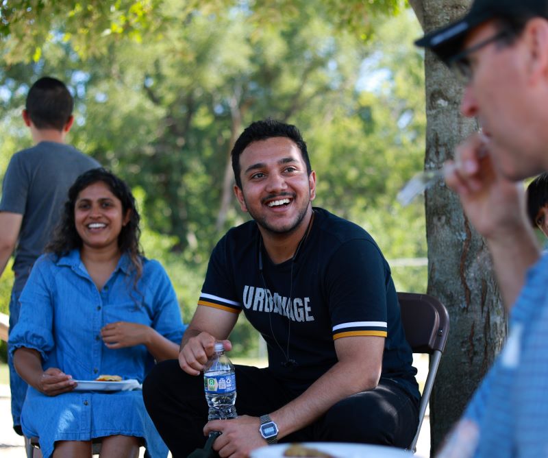 IFP students and hosts enjoying a cookout.