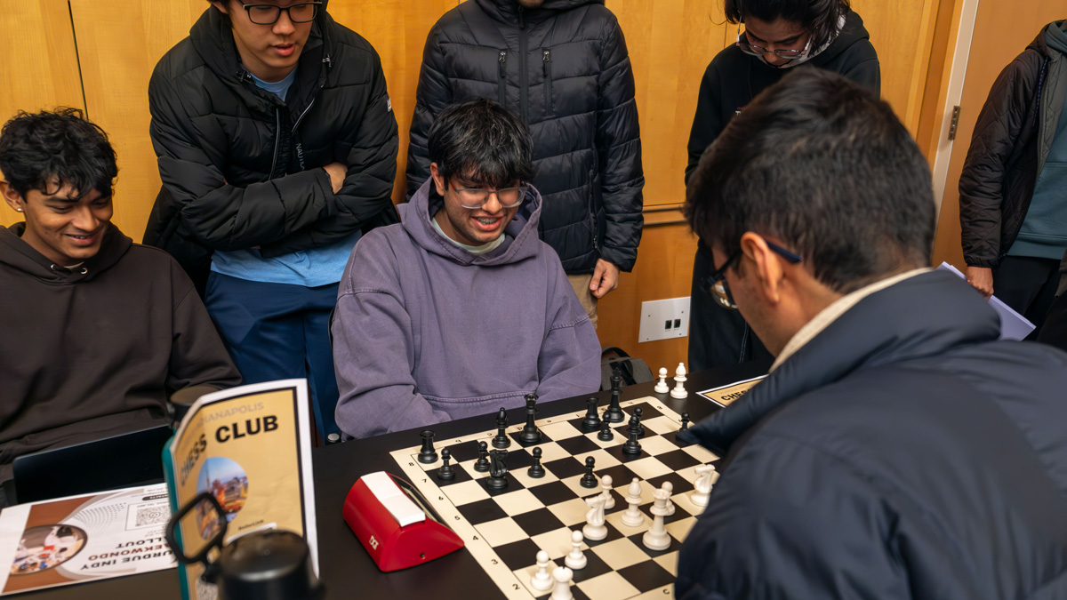 Purdue University in Indianapolis Chess Club conducting club meeting.