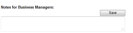 Notes for Business Managers text field with a Save button.