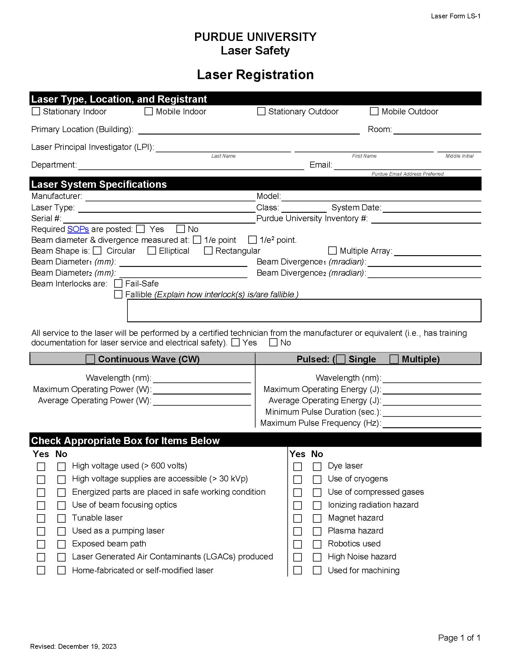 laser registration form