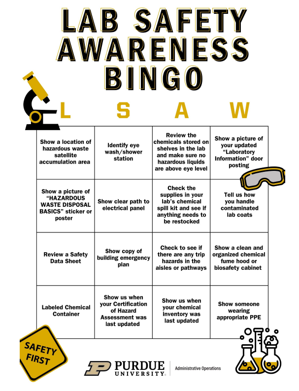 Lab safety Bingo