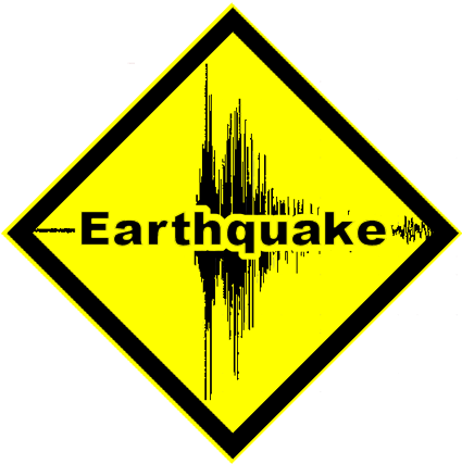 Yellow triangle with "earthquake"