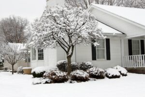 home in wintertime with snow.