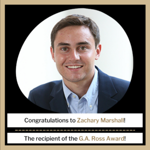 Zachary Marshall pictured: The recipient of the GA Ross Award