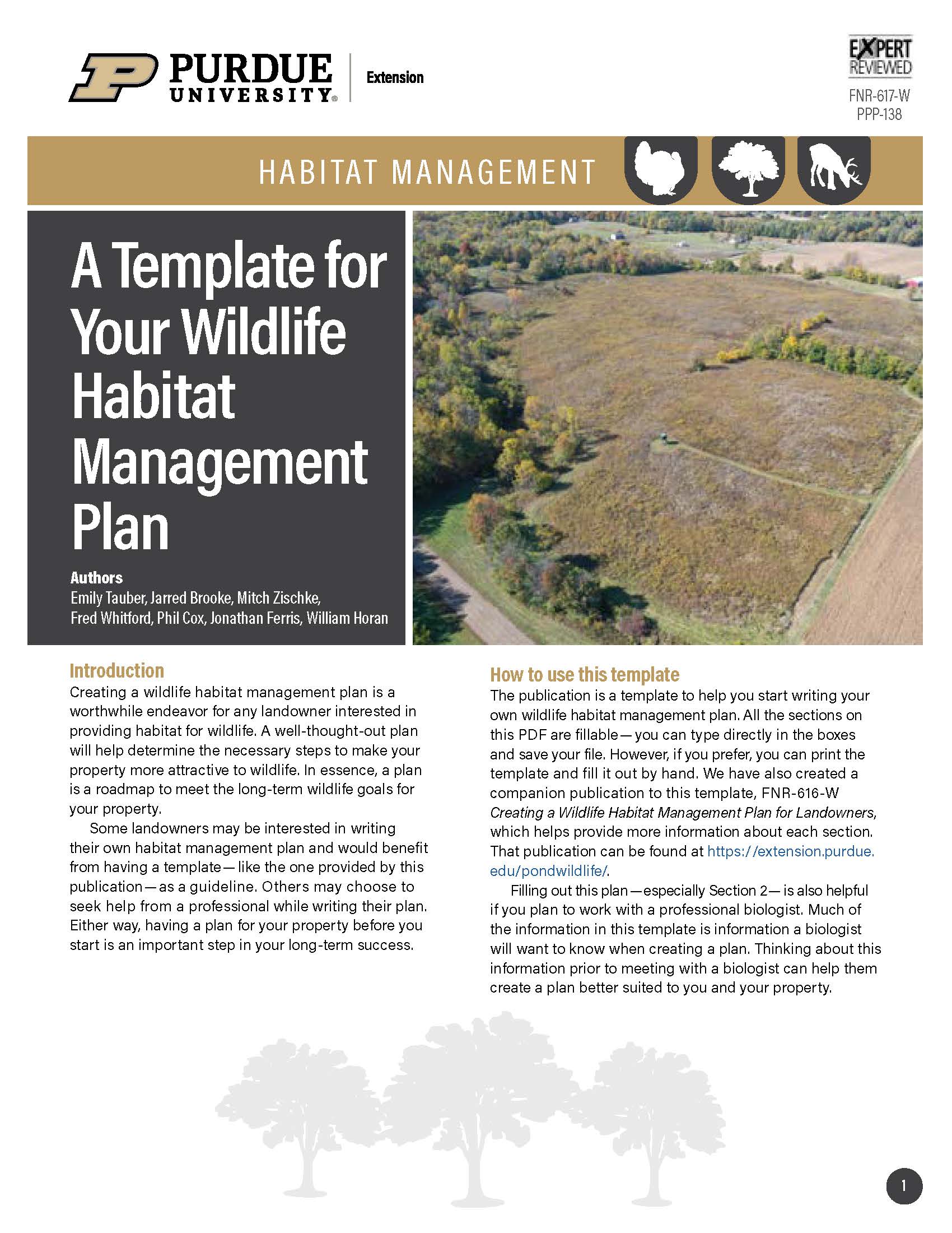 A Template for Your Wildlife Habitat Management Plan