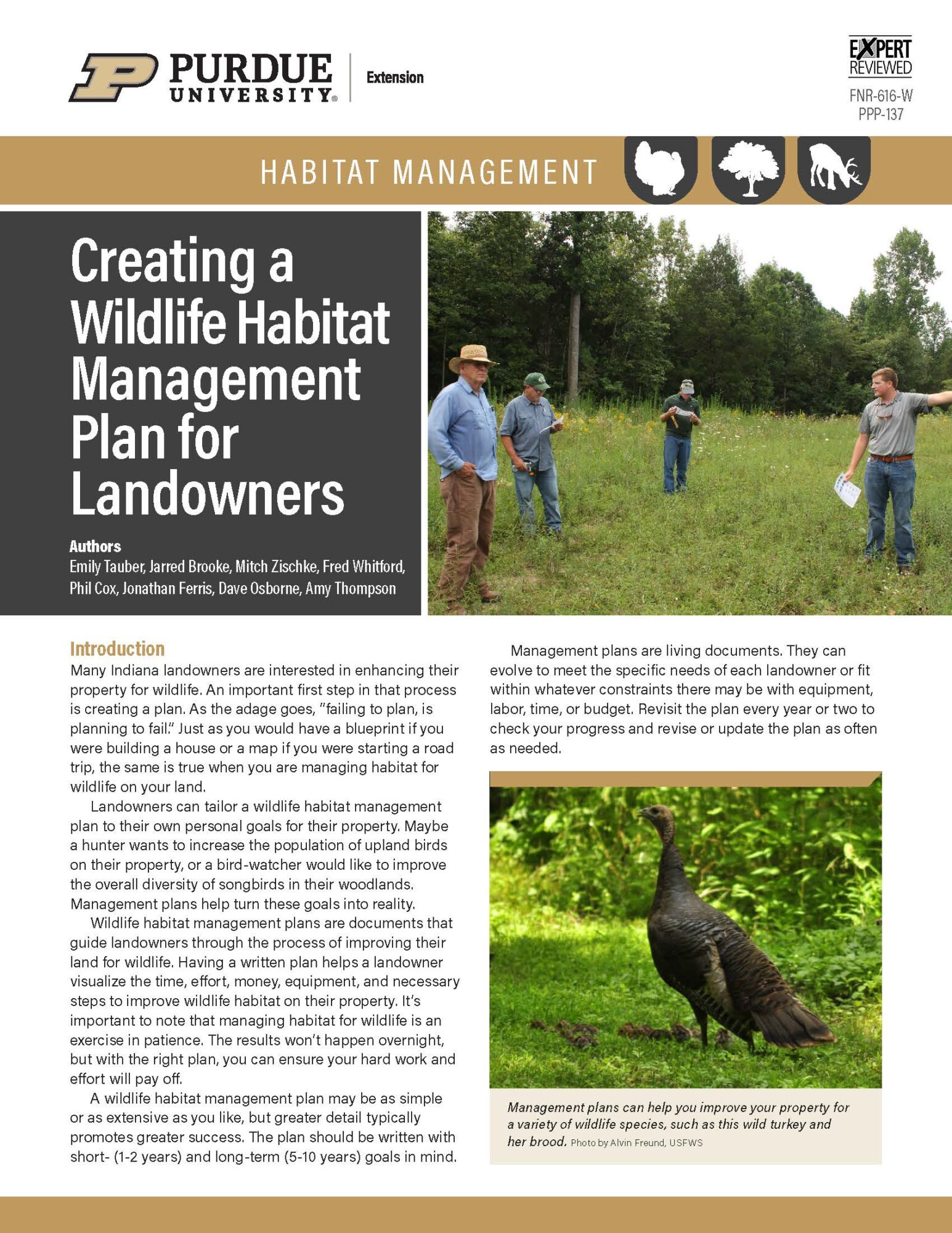 Publication Creating A Wildlife Habitat Management Plan For Landowners