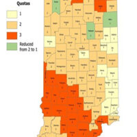 Indiana Department of Natural Resources 2024-2025 County Bonus Antlerless Quotas, adjusted for EHD.