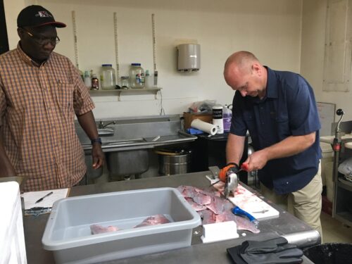 Dr. Kwamena Quagrainie at fishing workshop.