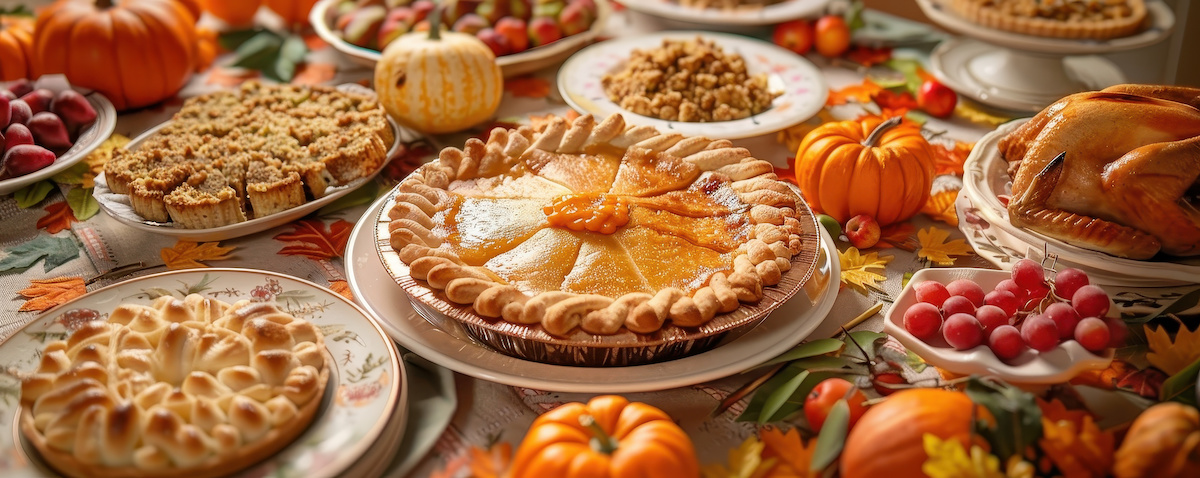 A spread of holiday eats on a table