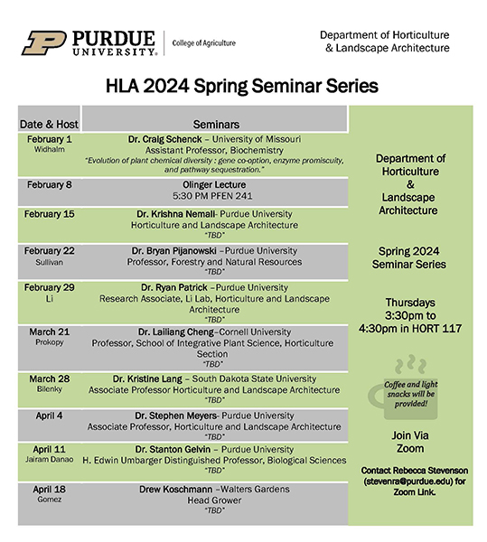 HLA Spring 2024 Seminar Series Purdue University HLA Happenings