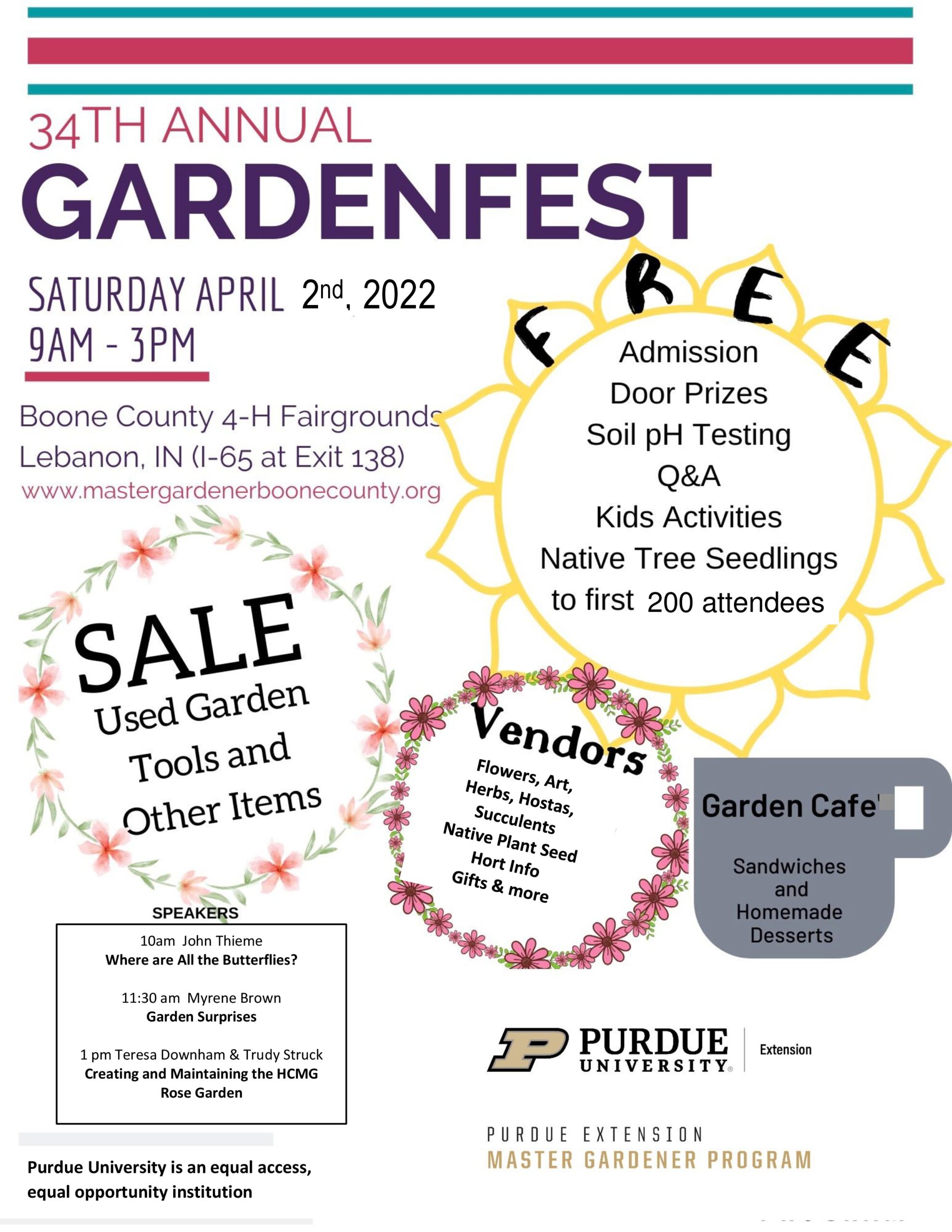 Boone County Gardenfest 2022 Purdue University Extension Master Gardener Program