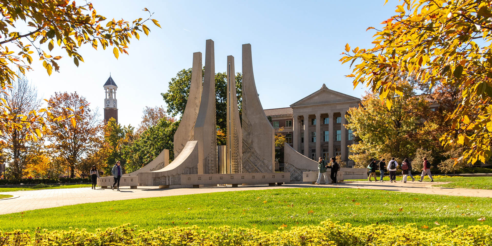 The Engineering Fountain during autumn.