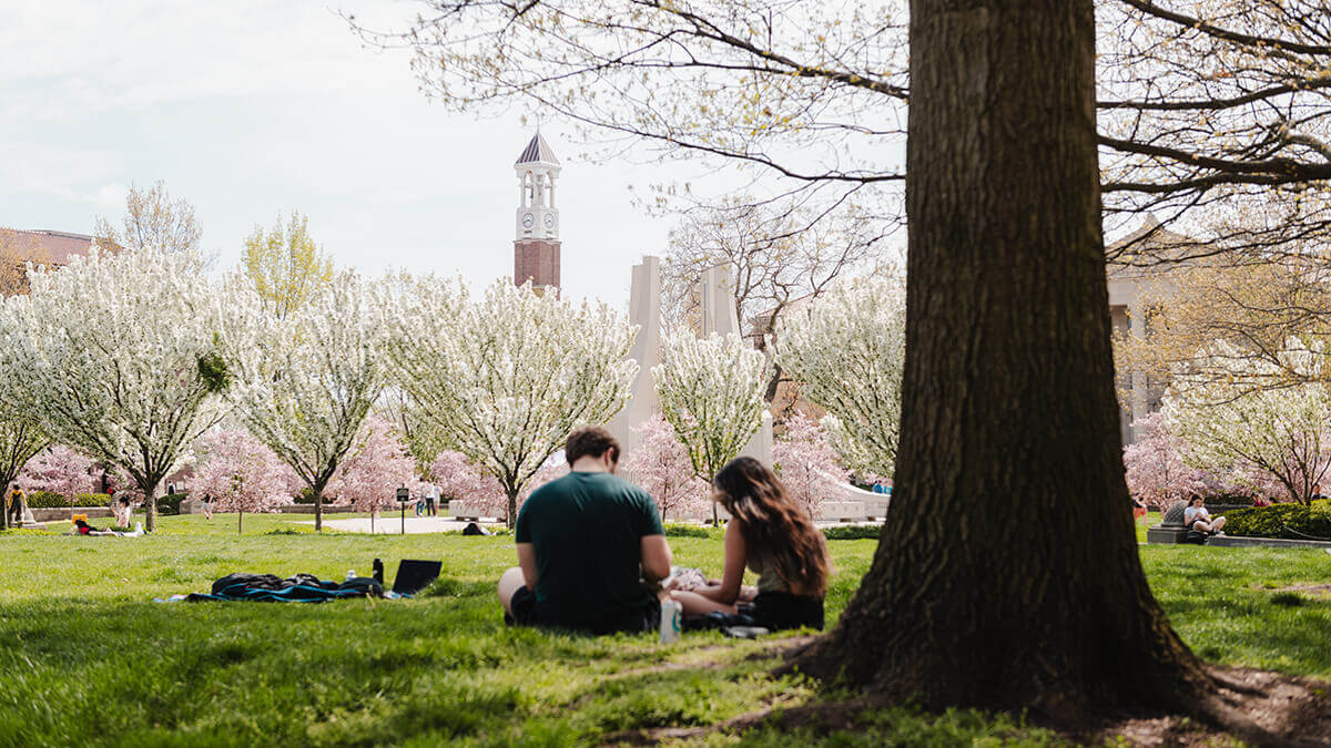 Students on the Purdue University campus.