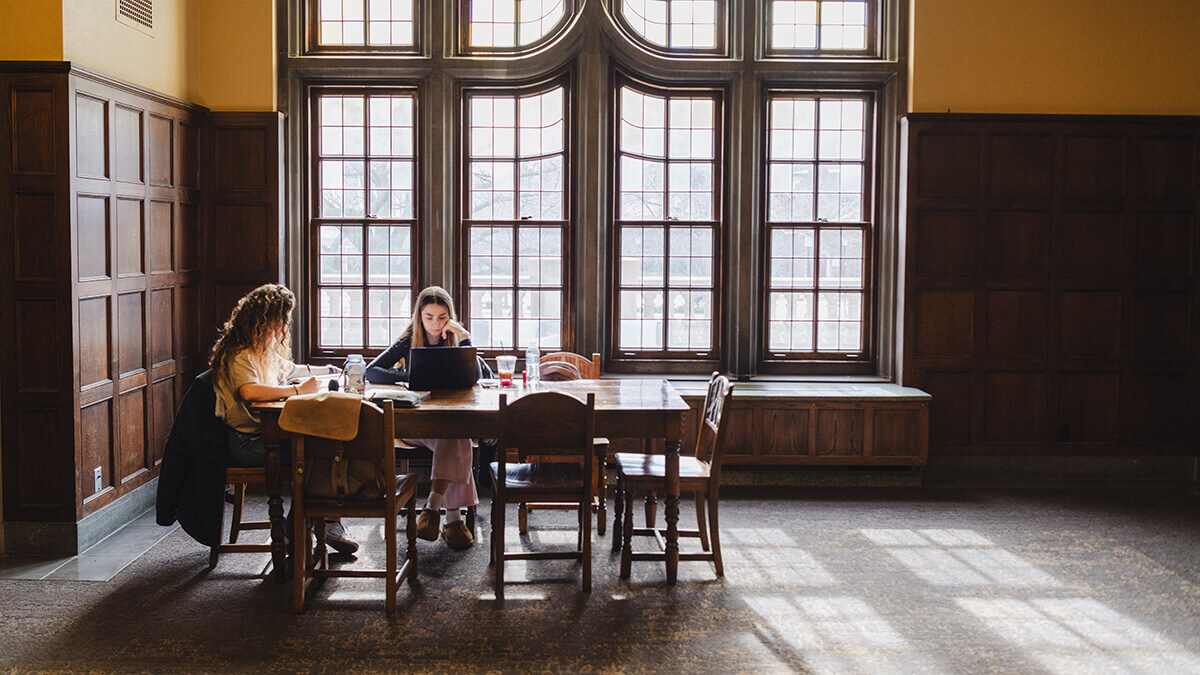 Purdue students studying.