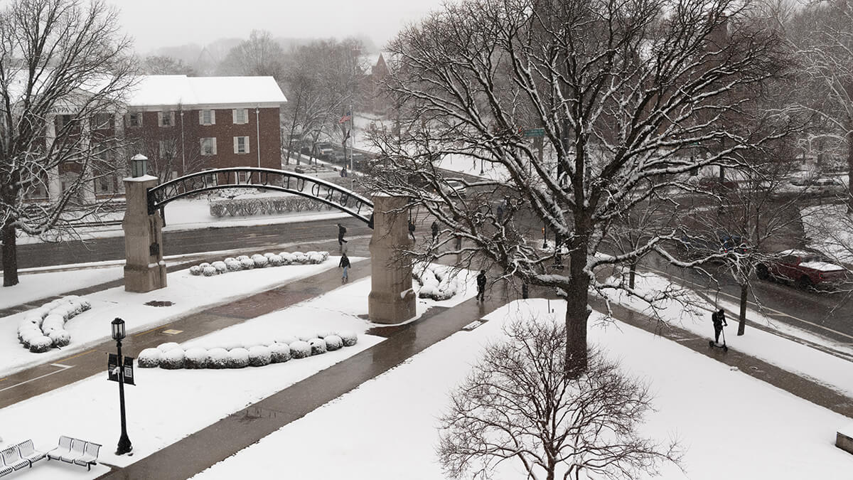 A shot of the Purdue University campus during the winter season.