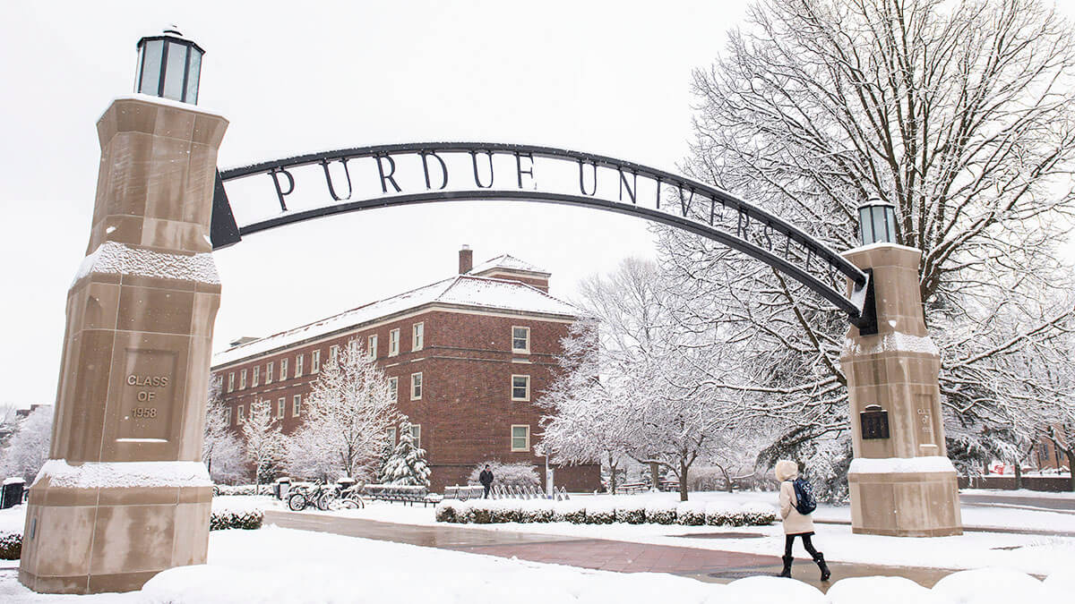 Gateway to the Future arch at Purdue University.