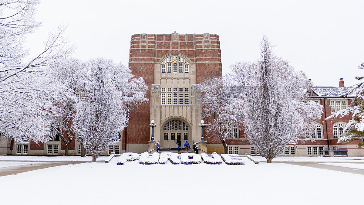 The Purdue Memorial Union during the winter season.