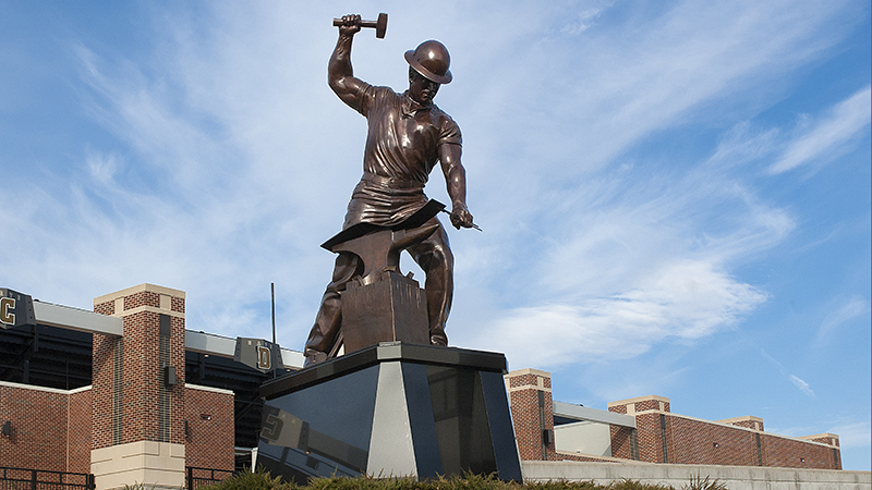 Looking up at the Boilermaker statue.