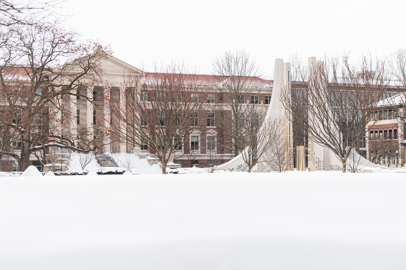 A shot of the Purdue University campus during winter.