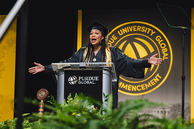 Walda Collins delivers the commencement address