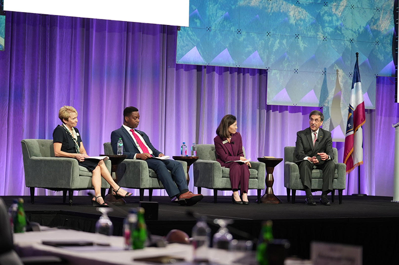 A panel discussion on stage