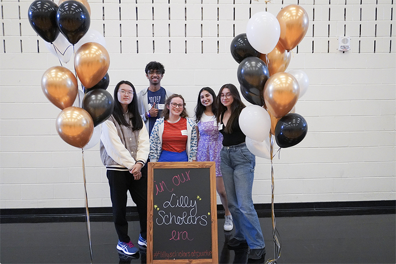 Purdue students at a welcome event