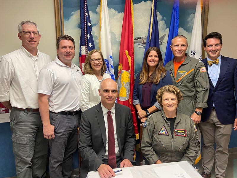 Representatives from Purdue University and the U.S. Naval Test Pilot School