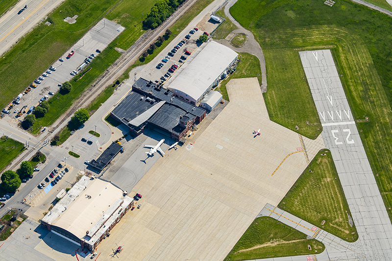 Aerial shot of the Purdue Airport