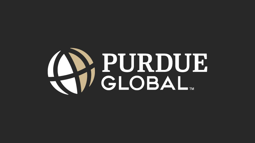 Purdue Global logo on a black background