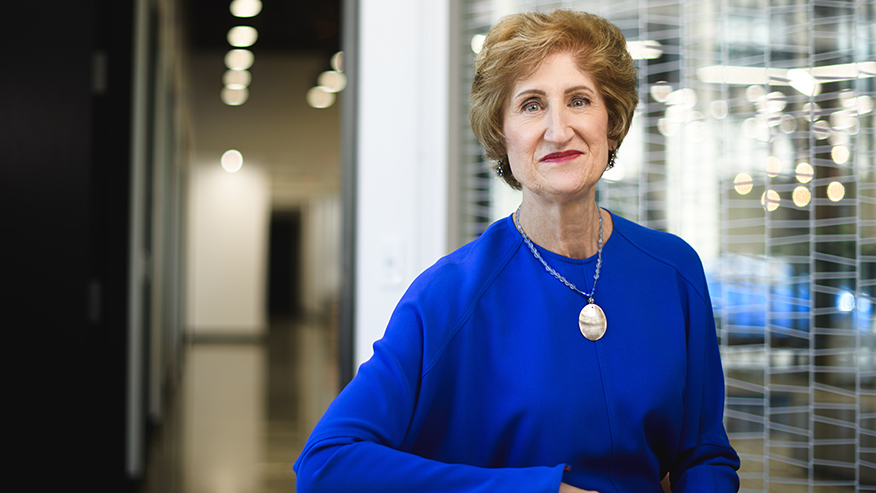 Woman administrator wearing blue blouse