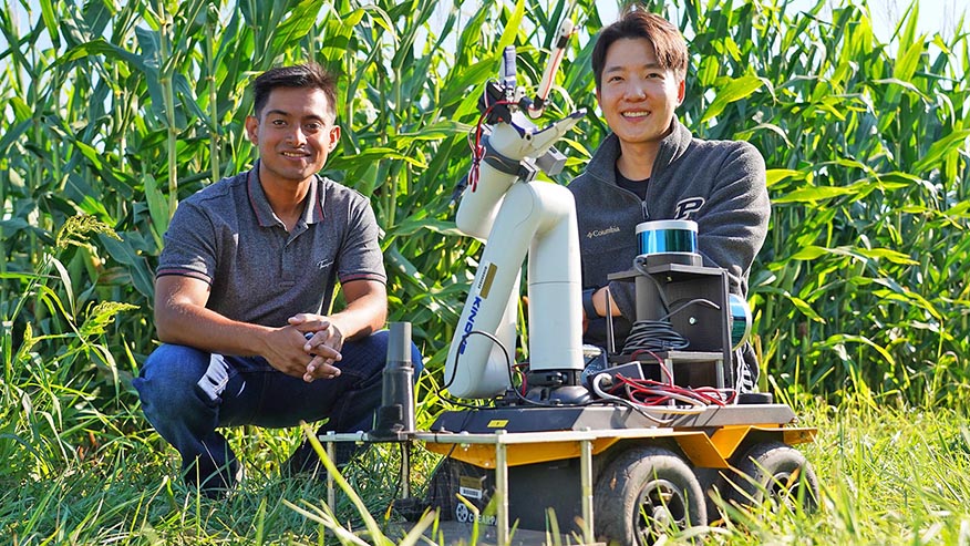  Aarya Deb and Kitae Kim with the Purdue AgBot