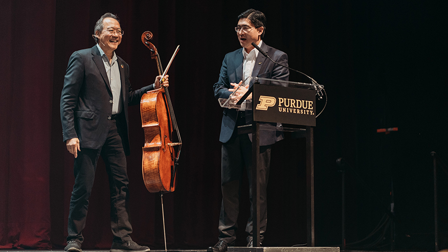 Yo-Yo Ma with Purdue President Mung Chiang