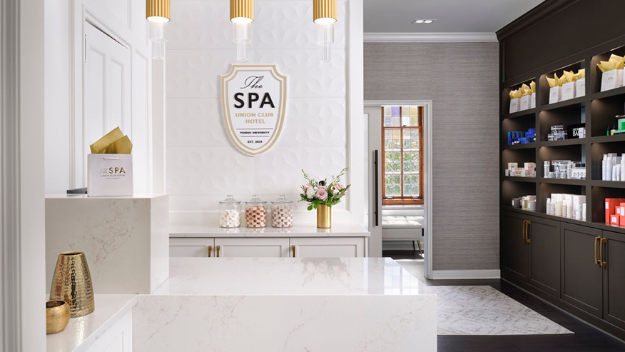 Reception desk at upscale spa