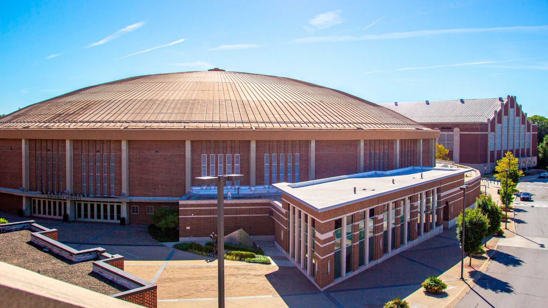 Aerial photo of Mackey Arena.