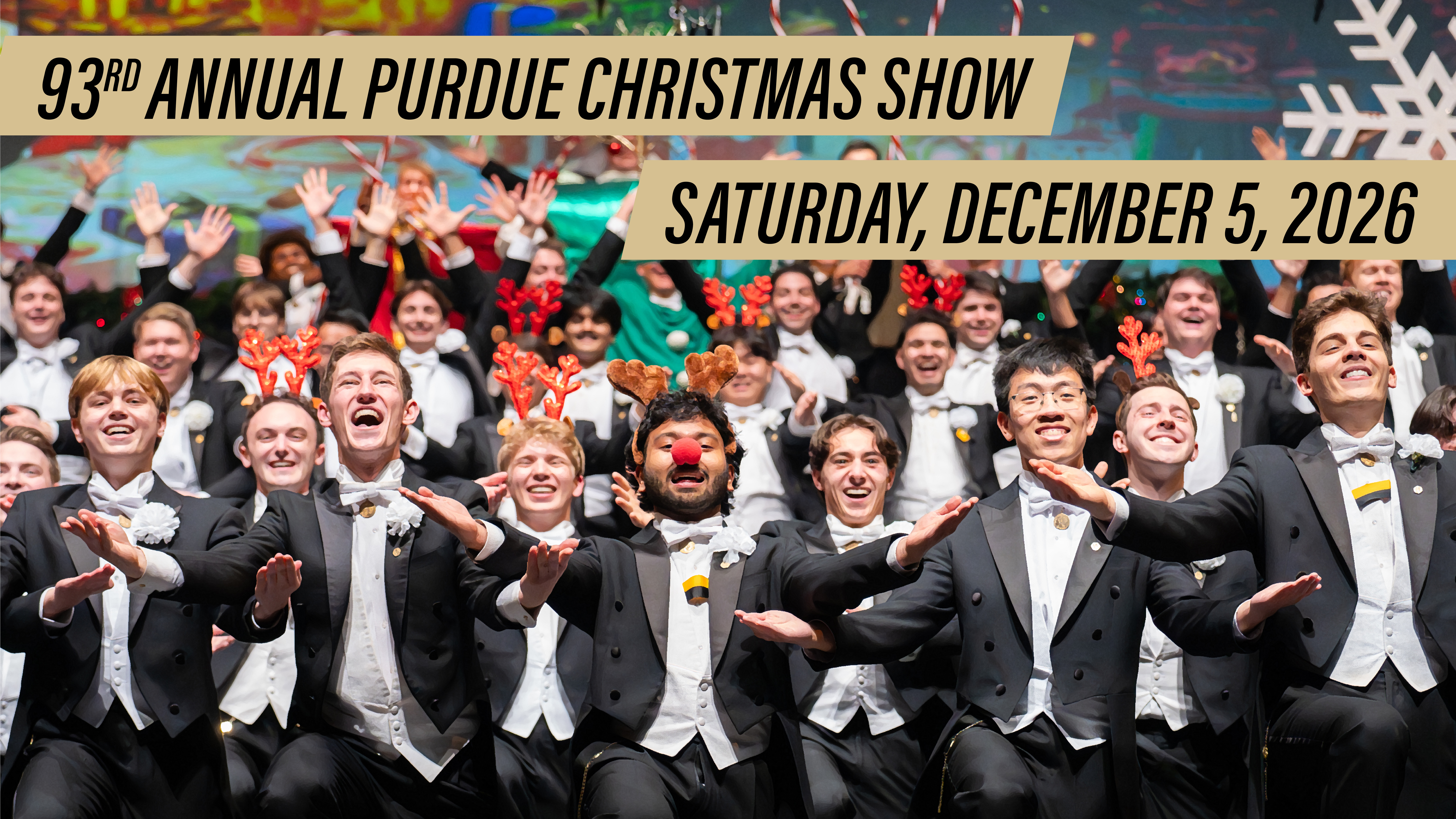 Choir members of the Purdue Varsity Glee Club performing during the 92nd Annual Purdue Christmas Show