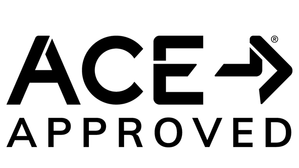 ACE approved logo in black. 