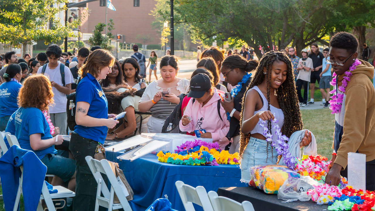 Students participating in PSUB's Beach Bash.
