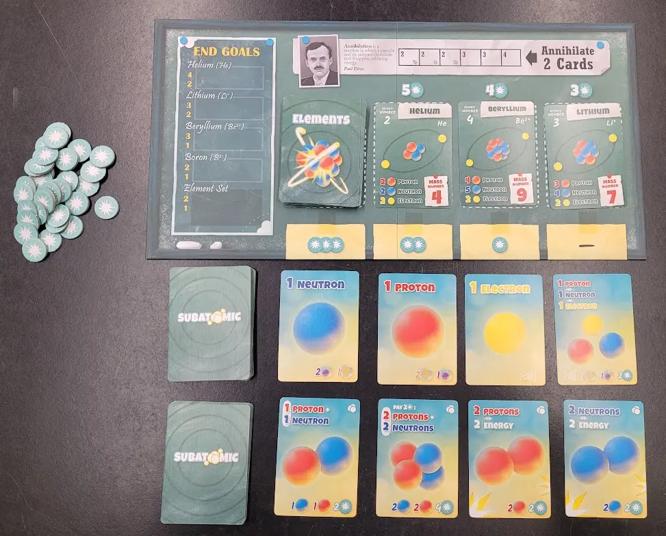 Photo 1. The main game board setup at the start of a game.