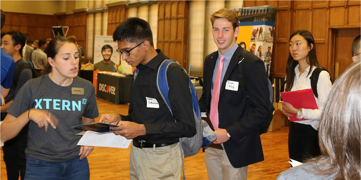 Students at a Purdue career fair.