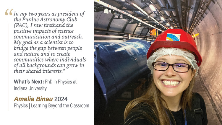 Amelia Binau, a senior in Physics, shares her story as president of the Astronomy Club, her goals and what's next on her career path.