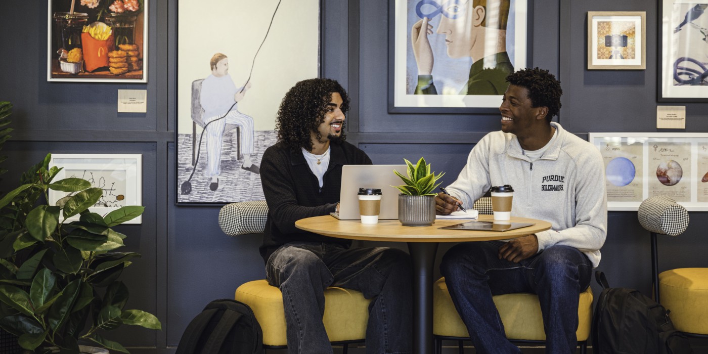 Student Success hero - two students sitting in a study space.