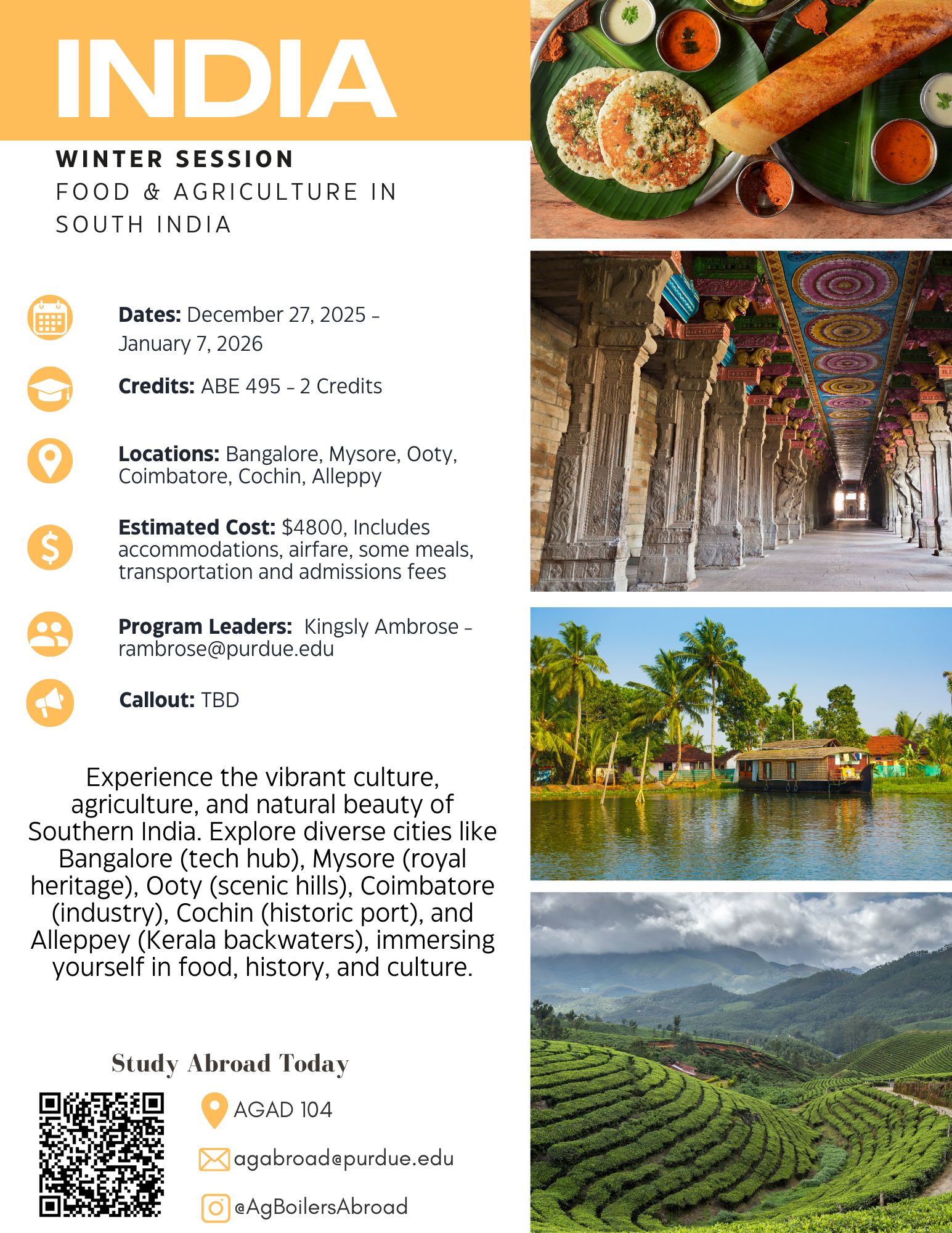 Study abroad flyer for India program Winter 2025