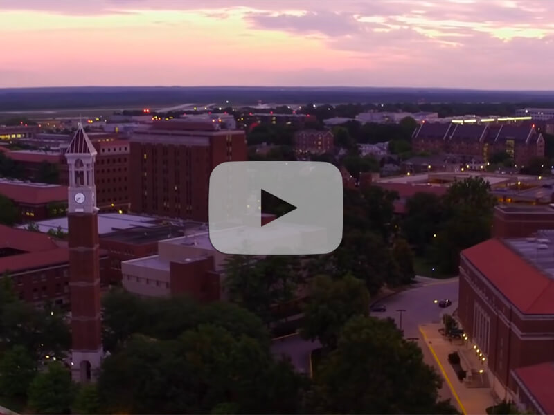 aerial twilight view of campus