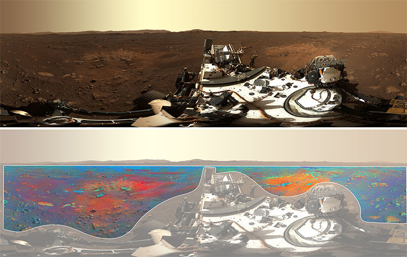 360-degree panorama image taken of Mars landscape