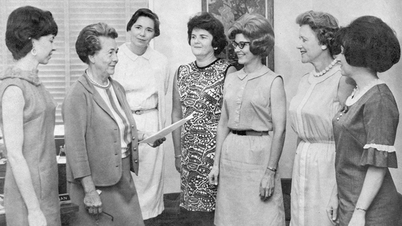 Helen Schleman with group of women