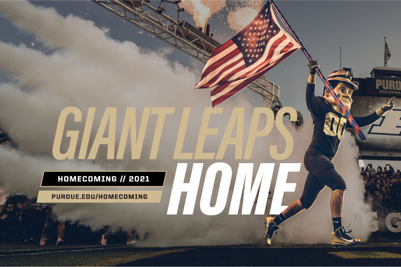 Homecoming graphic with Purdue Pete