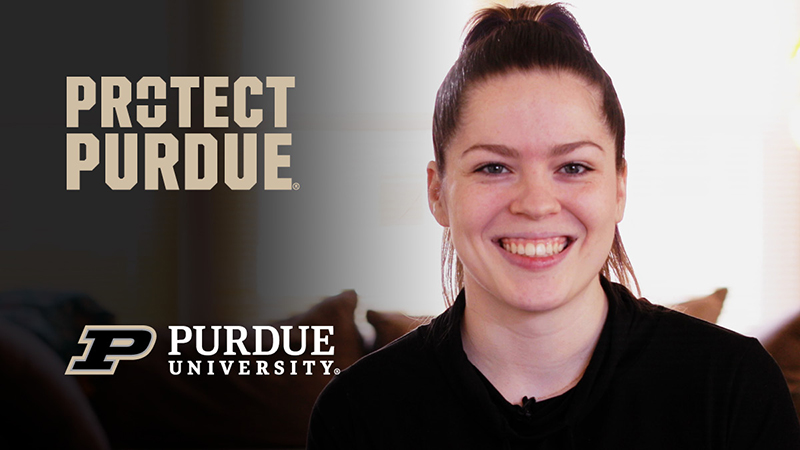 Protect Purdue graphic with person