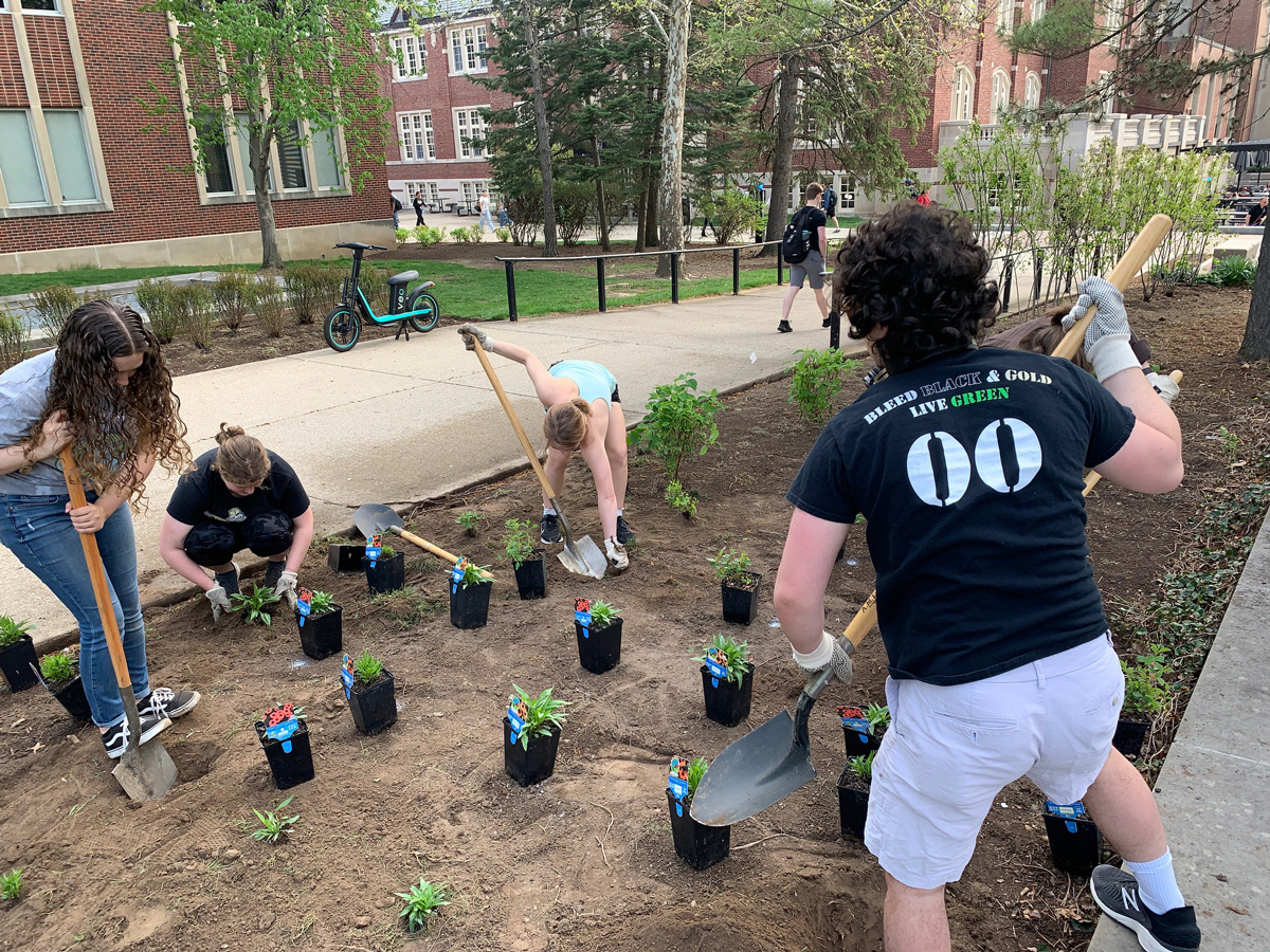 Photo of Purdue Green initiative club plating greenery 