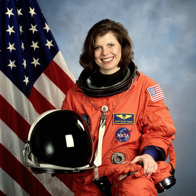 Mary Ellen Weber in astronaut gear